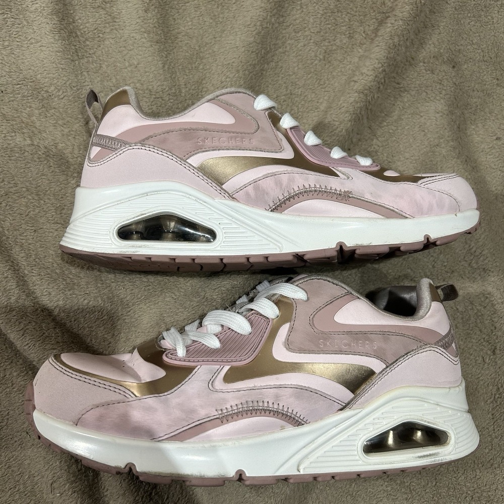 Skechers Uno Stand On Air Womens Size 6 Pink Rose Gold Metallic Shoes 310547L